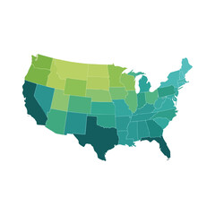United States Map with Gradient Color-Coded States