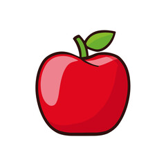 Fototapeta premium Vibrant Red Apple with Leaf Healthy Food Icon