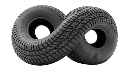 Two car tires forming infinity symbol