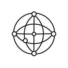 Globe network with connecting lines and circles icon on transparent background silhouette
