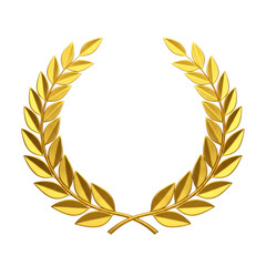 Golden Laurel Wreath Isolated on a Transparent Canvas Symbolizing Achievement and Triumph