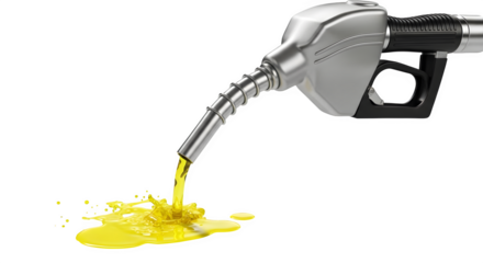 Fuel nozzle pouring gasoline