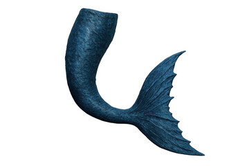 Blue mermaid tail isolated on transparent background, mythical creature, fantasy underwater adventure design element