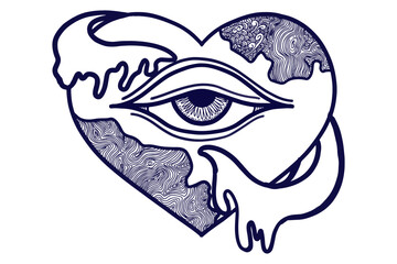 Coloring Artwork - Eyes of the heart With Liquid Tentacle
