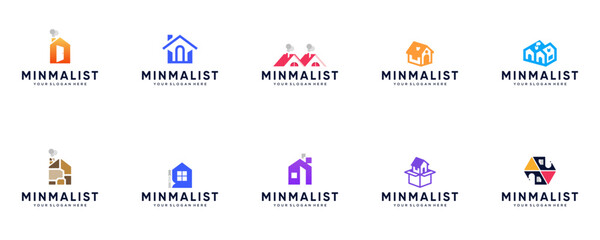 collection of minimalist home logos, comfortable living, property investment, marketing, graphic design templates.
