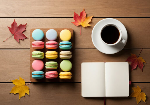Colorful Macarons Coffee Autumn Mood - Powered by Adobe