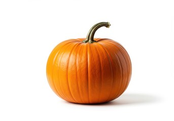 Obraz premium A single bright orange autumn pumpkin sitting perfectly isolated on a crisp white seamless background, perfect for holiday marketing needs, orange, fresh, cutout