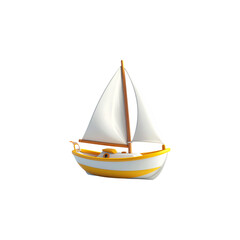 Fototapeta premium Small Wooden Toy Sailboat With White Sails For Interior Decoration