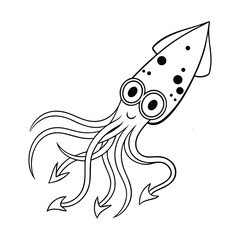 Stylized Cartoon Illustration of a Squid Character Vector