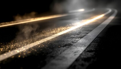 Ethereal Glow on Asphalt: An Abstract Exploration of Light and Texture in Darkness