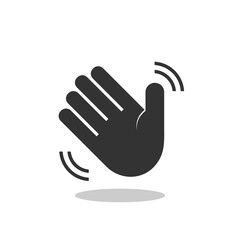 Hand waving icon with shadow
