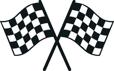 Stylized Black and White Racing Flags Vector Minimalist Crossed Flag Illustration