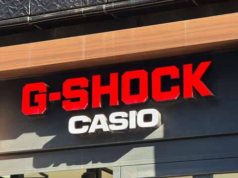 Istanbul, Turkey - August 28, 2025: G-Shock Casio store sign in shopping area