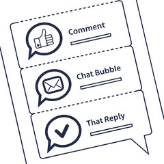 Illustration of comment chat bubble and reply icons display
