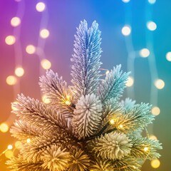 Enchanting winter wonderland Christmas scene with frosted pine boughs and sparkling lights creating a magical festive backdrop, detail, joyful, concept