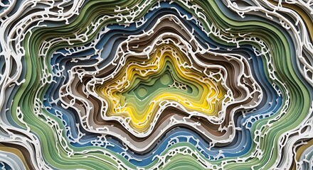 Abstract starburst pattern with organic ripples and vibrant colors