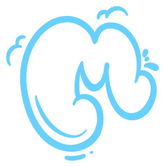 cute m alphabbet letter cloud with sparkle sticker