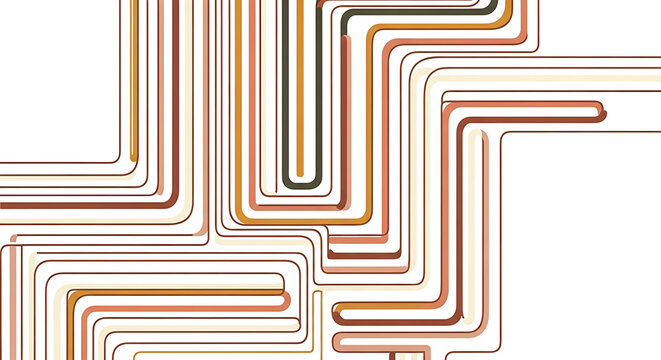 Continuous single line art abstract geometric pattern terracotta mustard