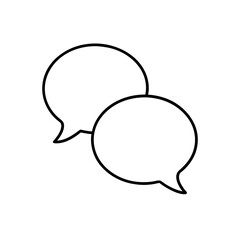 Fototapeta premium Two overlapping speech bubbles in simple outline on transparent background silhouette