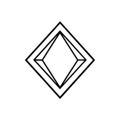 Geometric diamond shape with outline and inner shape on transparent background silhouette