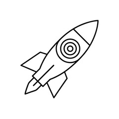 Outline drawing of a rocket with target design on transparent background silhouette