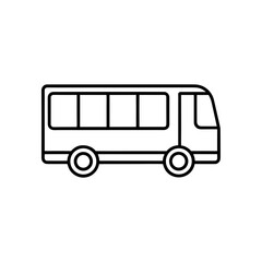 Simple line drawing of a bus with four windows on transparent background silhouette