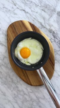 Frying an egg on a hot pan