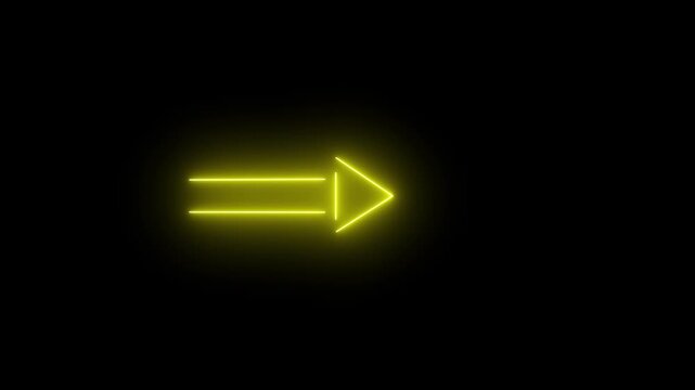 Neon arrow symbol icon animation. Directional sign arrow points to the right ,Abstract directional neon arrow icon animation