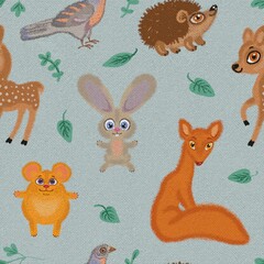 Obraz premium set of animals seamless abstract pattern background fabric fashion design print wrapping paper digital illustration art texture textile wallpaper colorful apparel image wrapping paper 