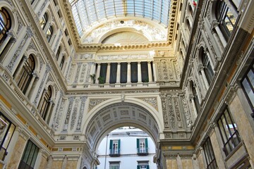 Interior details of the Galleria Umberto I, built in the 19th century in Naples, Campania, Italy