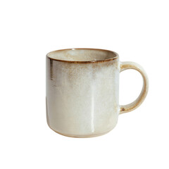 Ceramic mug with a gradient of brown and cream isolated on transparent background