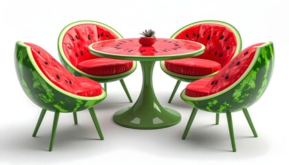 Modern fruit theme furniture watermelon table and chairs style high resolution photo