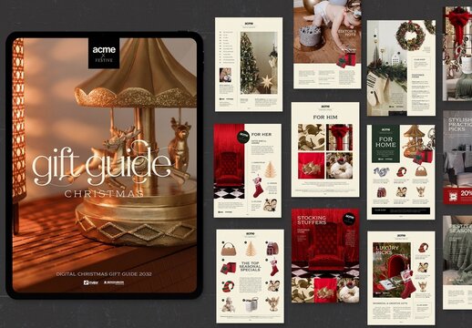 Christmas Gift Guide Template for Festive Brochure, Magazine & Product Catalog Layouts