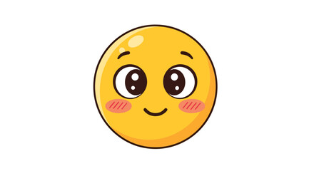 Adorable blushing smiley face with big eyes embodying a cheerful and innocent expression