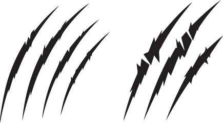 Four Black Scratch Marks, Sign of Claws. Vector Black silhouettes. with white background © Mofazzelh