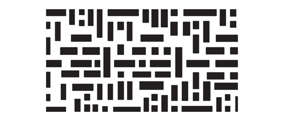 Abstract geometric pattern of black rectangles and squares on a white background