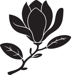 Black illustration of magnolia , flower silhouette vector designs. Vector Black silhouettes. with white background