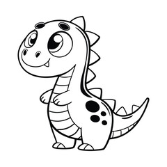 Cute Cartoon Dinosaur Sticker with White Background Design