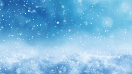 Obraz premium A serene winter scene featuring gently falling snowflakes against a soft blue background, evoking a calm and peaceful atmosphere.