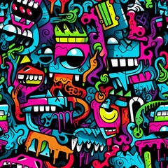Fototapeta premium Abstract Graffiti Seamless Pattern, Urban Street Art Pattern, Graffiti Pattern, Graffiti Digital Paper, Modern Spray Paint, Street Style Graffiti, Graffiti Background