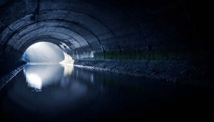 Volumetric Light Underground Water Tunnel Reservoir Dark