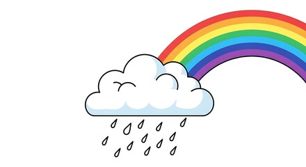 Naklejka premium A vibrant rainbow emerging after the rain