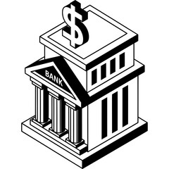 Iconic bank building with dollar sign symbolizes financial security and investment opportunities