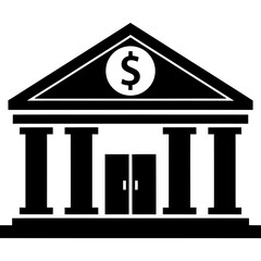 Professional bank building icon symbolizing finance security and wealth management