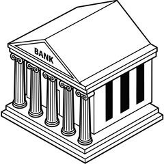 Classic bank building with columns symbolizes financial security and trust