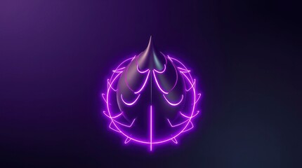 Bright purple neon design of a spiky crown shape over dark background