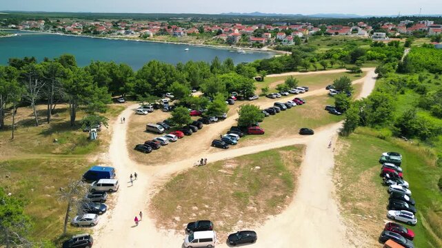 Queens Beach aerial view in Zadar, Croatia