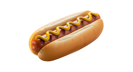 Delicious hot dog with mustard isolated on transparent background