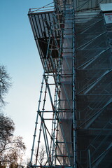 Echafaudage lors des travaux de rénovation du Grand théâtre de Verviers, Province de Liège en Belgique, Europe