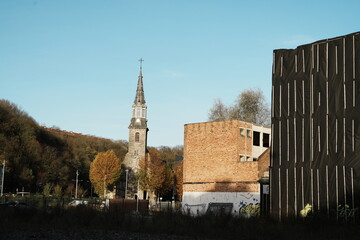 Vue sur l'église Notre-Dame à Verviers en automne, Province de Liège en Belgique, Europe